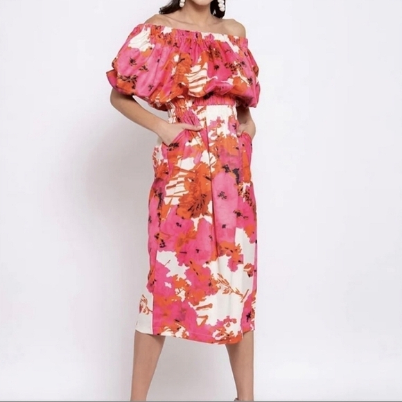 NWT Souk + Sepia x Xiarichanming Off The Shoulder Floral Dress M - Picture 1 of 11